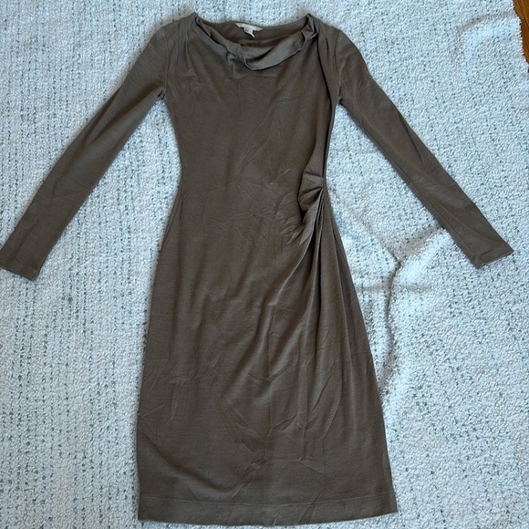 Banana Republic Ruched Knit Midi Dress – Size XS | Brown Neutral | Cowl Neck | - Picture 2 of 6